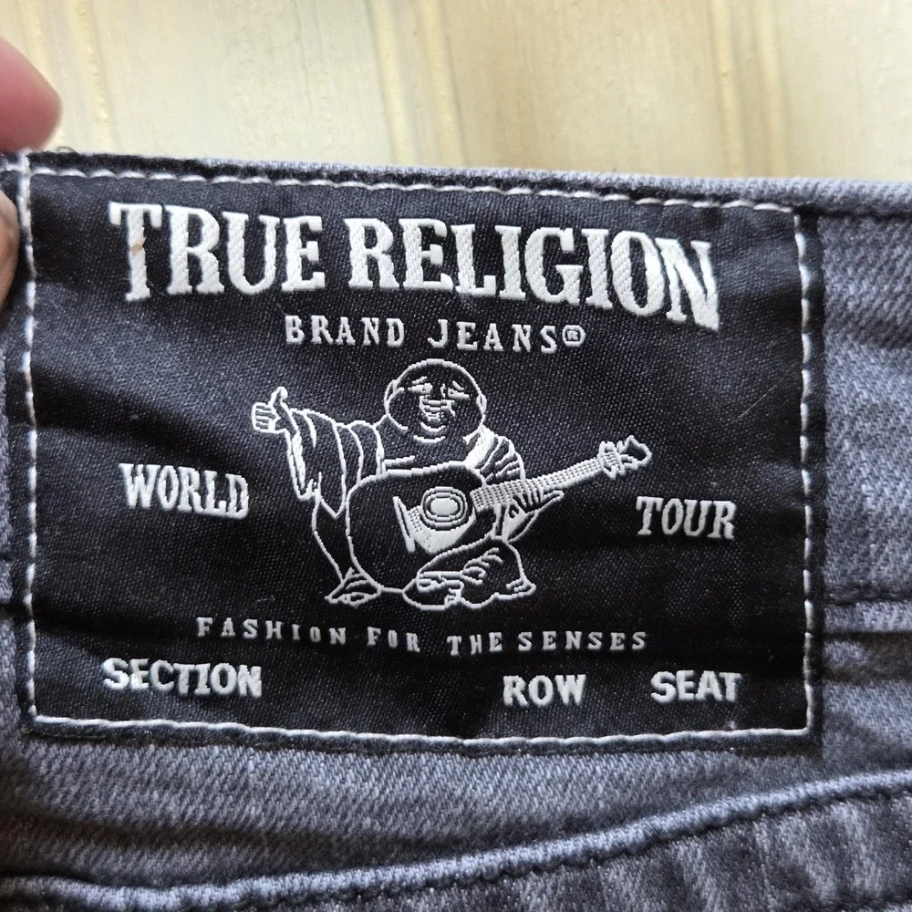 True Religion Rocco Jeans Mens 32x34 Gray Relaxed Skinny Stretch Denim Pants